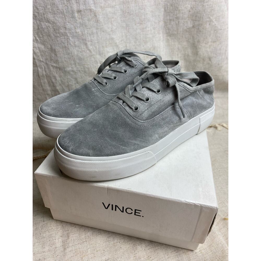 Vince Copley Suede Platform Cloud Gray Sneaker Size 8.5